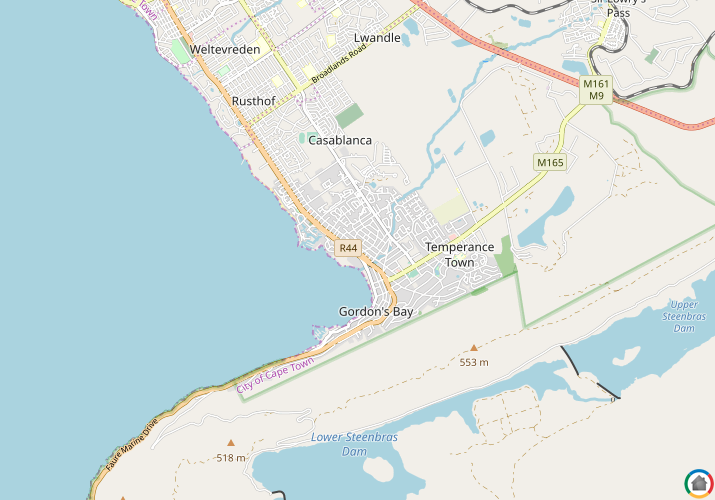 Map location of Gordons Bay